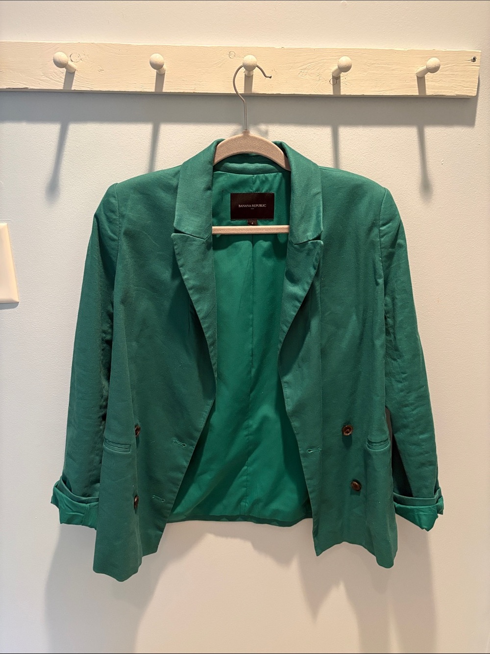 Banana Republic Women's Green Double-Breasted Blazer